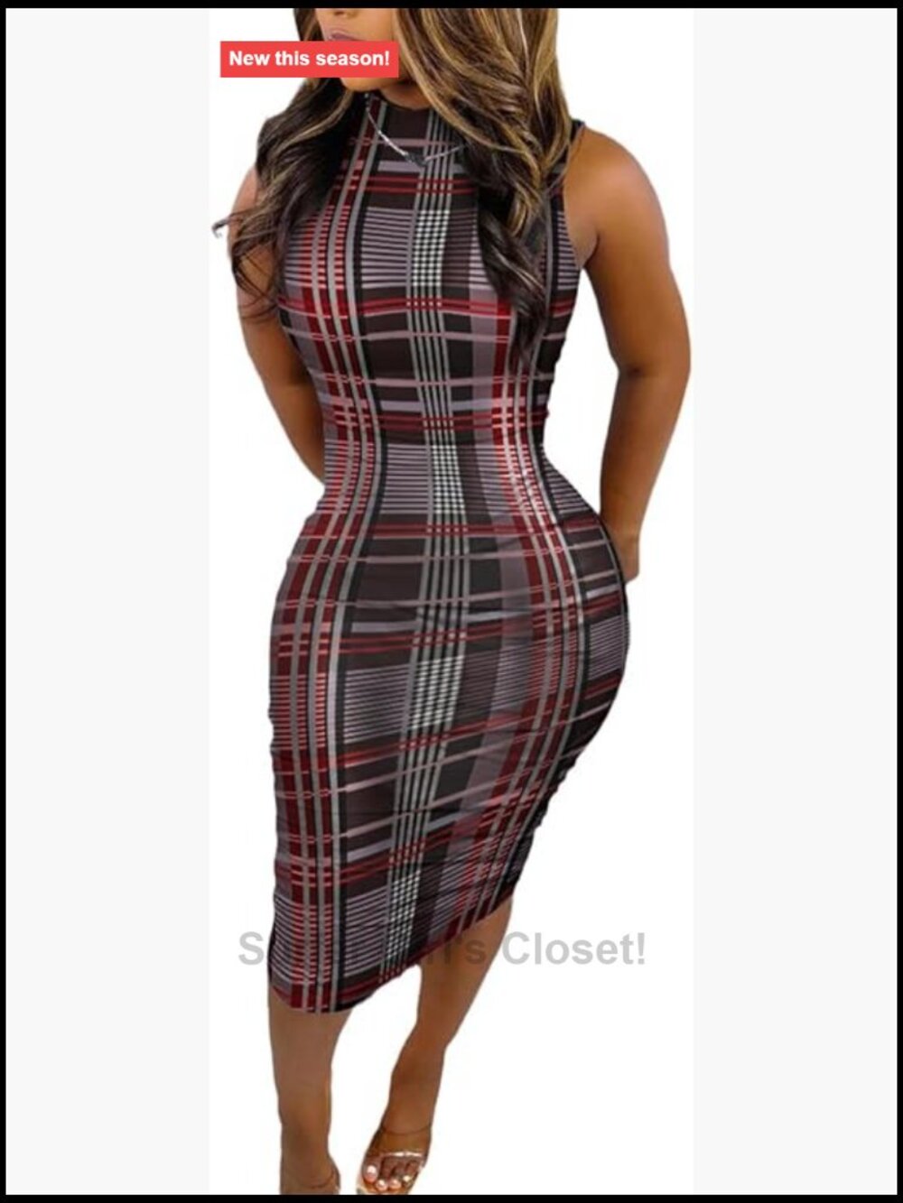 Women's Sleeveless Bodycon Midi Dress Floral Print Party Club Wear Sexy
